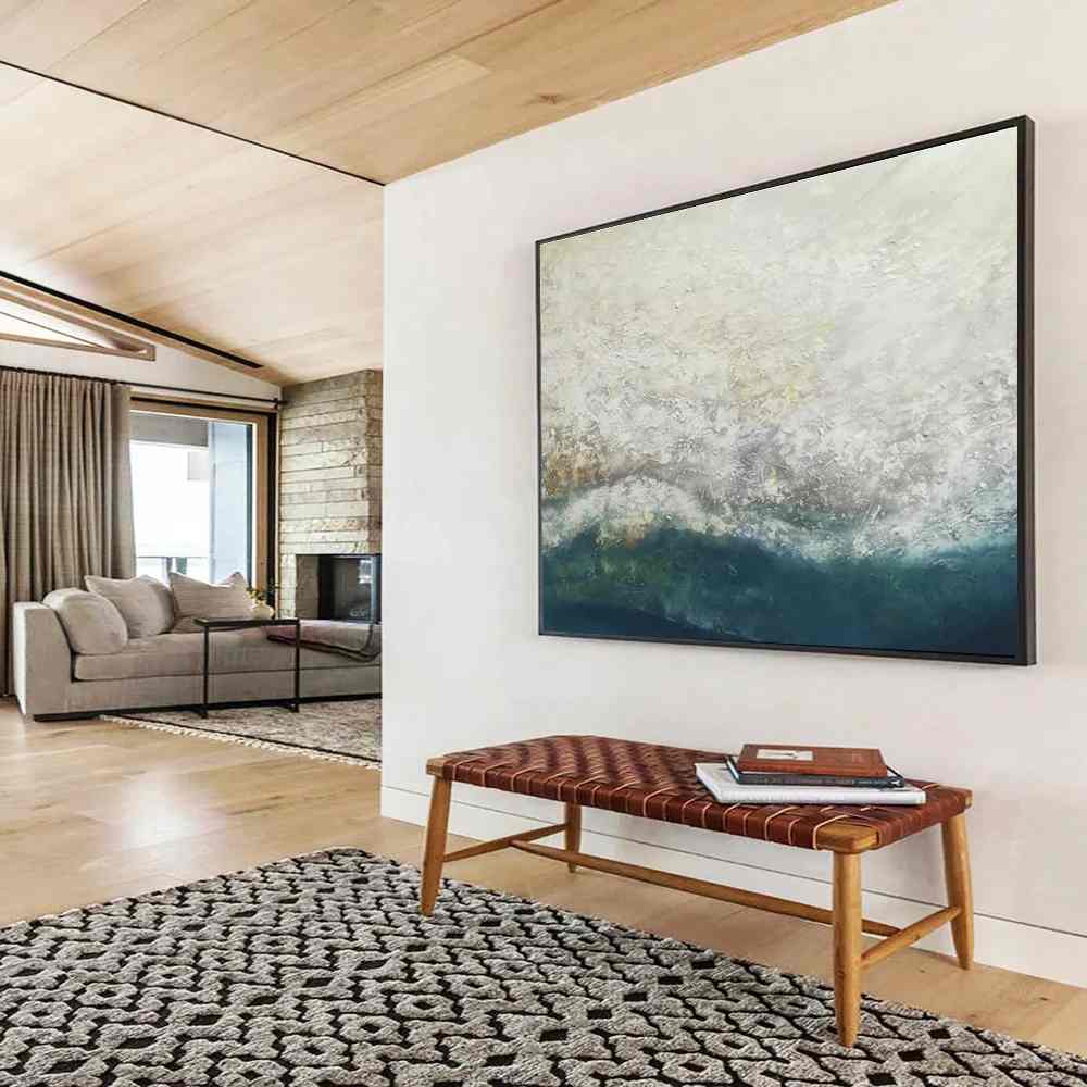 Seaside Original Office Room White Abstract Artwork LJ4WC